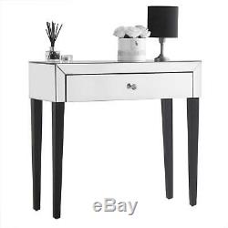 Silver Mirrored Dressing Table Drawer Crystal Handle Bedroom Jewellery Storage