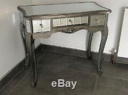 Silver Mirrored Dressing Table with 1 Drawer Venetian Glass Console Hallway