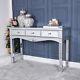 Silver Mirrored Dressing Table With Drawers Venetian Glass Hallway Console Unit
