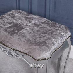 Silver Mirrored Stool Glass Fabric Ornate Dressing Table Venetian Bedroom Home