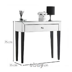 Silver Modern Mirrored Dressing Table Drawer Jewellery Storage Vanity Desk