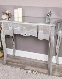 Silver mirrored dressing table with triple mirror Venitian Glass Bedroom Chic
