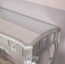 Silver mirrored dressing table with triple mirror Venitian Glass Bedroom Chic