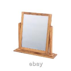 Single Mirror Dressing Vanity Table Warm Antique Oak Frame Safety Backed Glass