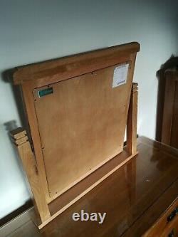 Solid Oak Dressing Table, Mirror, Stool and Glass Top