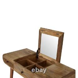 Solid Wood Dressing Table with Foldable Mirror
