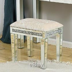 Sparkly Shiny Mirrored Dressing Table Mirror Stool Make Up Desk Chair Vanity Set