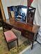 Stag Minstrel Dressing Table Desk With Drawers Three Way Mirrors And Stool
