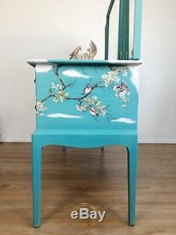 Turquise Blue Bird Design Stag Dressing Table & Mirrors FREE DELIVERY