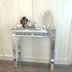 Uk Mirrored Glass 2 Drawers Diamond Dressing Table Console Make-up Desk Bedroom
