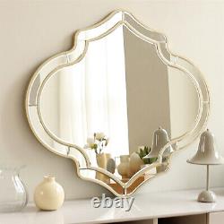 Unique Irregular Silver Wall Mirror Hanging Countertop Dressing Cosmetic Mirror