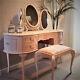 Upcycled French Style Dressing Table/stool/mirror Shell Pink