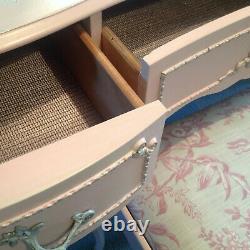 Upcycled French Style Dressing Table/Stool/mirror shell pink