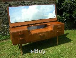 VINTAGE 1960s NEWBURY TEAK DRESSING TABLE mirror /glass door DANISH STYLE G PLAN