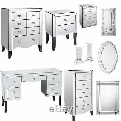Valentina Mirrored Bedroom Furniture Wardrobe Bedside Dressing Table Mirrors