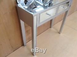 Valetta Silver wood Mirrored Glass Console Dressing Table width 90cm