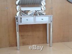 Valetta Silver wood Mirrored Glass Console Dressing Table width 90cm