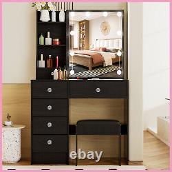 Vanity Dressing Table Computer Desk Bedroom Furniture with 6 Drawers + LED Mirror