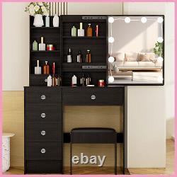 Vanity Dressing Table Computer Desk Bedroom Furniture with 6 Drawers + LED Mirror