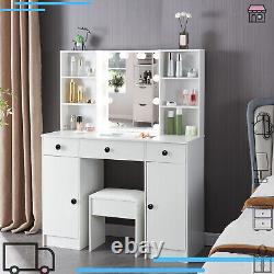 Vanity Dressing Table Makeup Hollywood Lighting Mirror Dimmable 3-Drawer & Stool