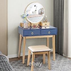 Vanity Dressing Table Set Modern Makeup Table Set with 4 Drawers& LED Mirror
