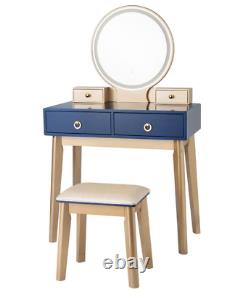 Vanity Dressing Table Set Modern Makeup Table Set with 4 Drawers& LED Mirror