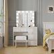 Vanity Dressing Table Set With Led Mirror High Gloss 4 Drawers Makeup Desk Bedroom