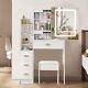 Vanity Modern Dressing Table Stool Set With Led Lights Large Mirror Makeup Desk