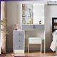 Vanity Set Table Mirror Makeup Dressing With Lighted Desk Drawers Stool Bedroom