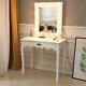 Vanity Set With 10 Led Lighted Mirror Drawer Women Makeup Dressing Table White