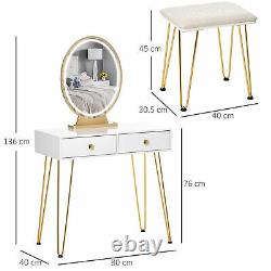 Vanity Table Set Dressing Table with 2 Drawers Cushioned Stool Makeup Table