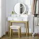 Vanity Table Set With Mirror & Light, Dressing Desk With Drawers Stool