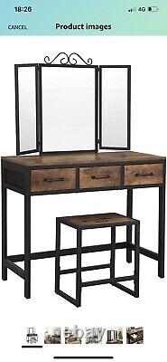 Vanity Table and Stool Set, Dressing Table with Mirror Makeup Table RVT02BX