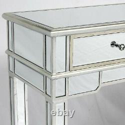 Venetian Champagne Silver Mirrored Console Table 2 Drawer Dressing Table
