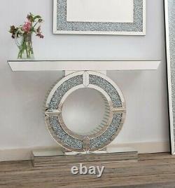Venetian Crystal Crushed Diamond Mirrored Console Table Side Dressing Table