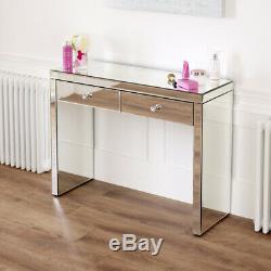 Venetian Mirrored 2 Drawer Dressing Table Hall Console Glass Bedroom VEN66
