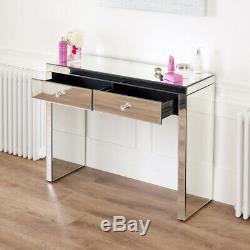 Venetian Mirrored 2 Drawer Dressing Table Hall Console Glass Bedroom VEN66