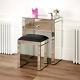 Venetian Mirrored Compact Dressing Table With Black Stool Glass Ven16-ven05b