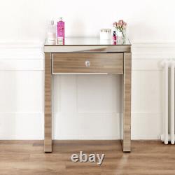 Venetian Mirrored Compact Dressing Table with Mirror & White Stool VEN16-05W-39