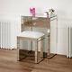 Venetian Mirrored Compact Dressing Table With White Stool-bedroom Ven16-ven05w