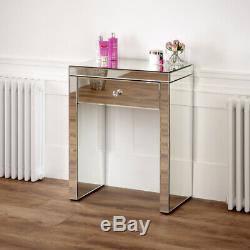 Venetian Mirrored Compact Dressing Table with White Stool-Bedroom VEN16-VEN05W
