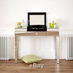 Venetian Mirrored Compartment Dressing Table Set White Stool VEN92-VEN05W