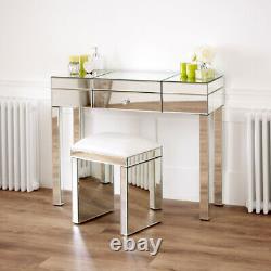 Venetian Mirrored Compartment Dressing Table with Black Stool VEN92 VEN05B