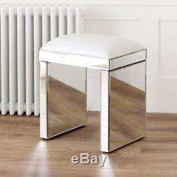 Venetian Mirrored Compartment Dressing Table with White Stool VEN92 VEN05W