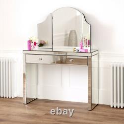 Venetian Mirrored Dressing Table + Curved Tri-Sided Mirror Bedroom VEN66-VEN41