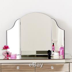 Venetian Mirrored Dressing Table Set with Black Stool VEN66-VEN05B-VEN41