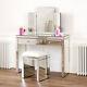 Venetian Mirrored Dressing Table Set With White Stool Ven66-ven05w-ven39