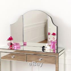 Venetian Mirrored Dressing Table Set with White Stool VEN66-VEN05W-VEN41