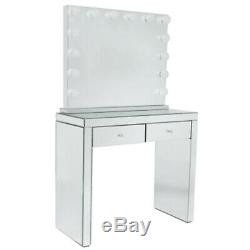Venetian Mirrored Dressing Table With Vanity Hollywood Mirror LED Luxury Glass