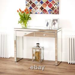 Venetian Mirrored Dressing Table with Black Stool Glass Set VEN66-VEN05B